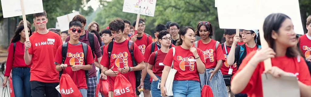 Students in red on Imagine Day