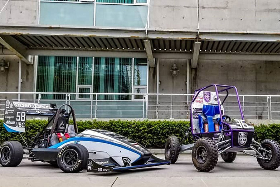 Formula E and UBC Baja vehicles
