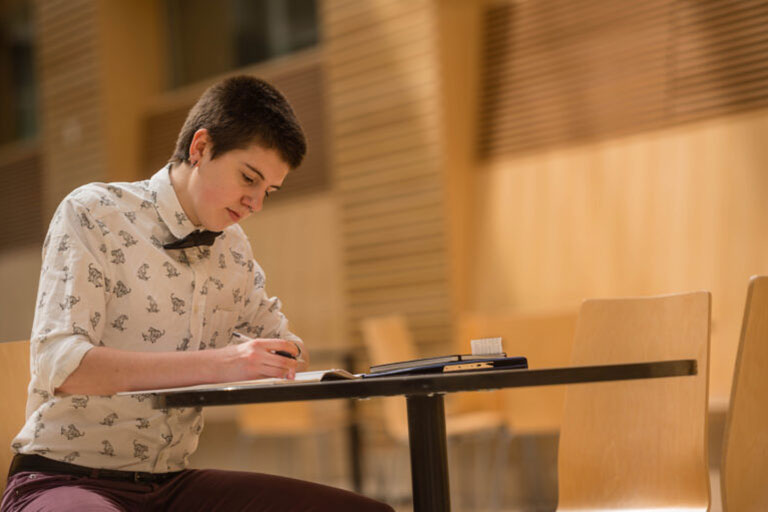 Student studying in Life Sciences Centre.