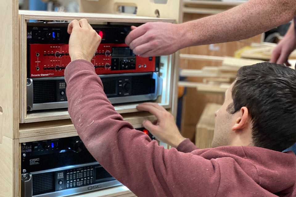 Francesco Ferri working on a digital machine inside the Study-build studio