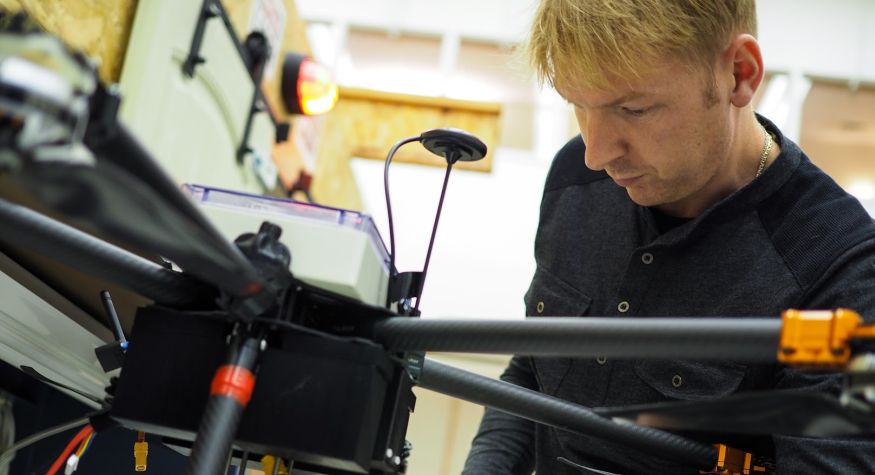 Alex Babakov of Aeriosense works on a drone