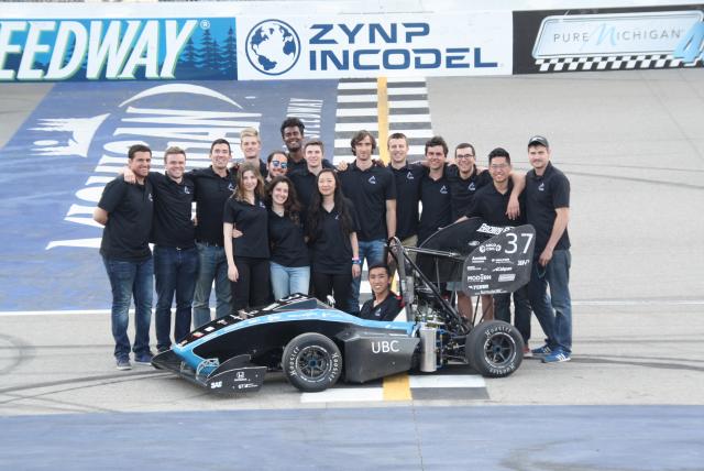 UBC's Formula Electric team with their vehicle