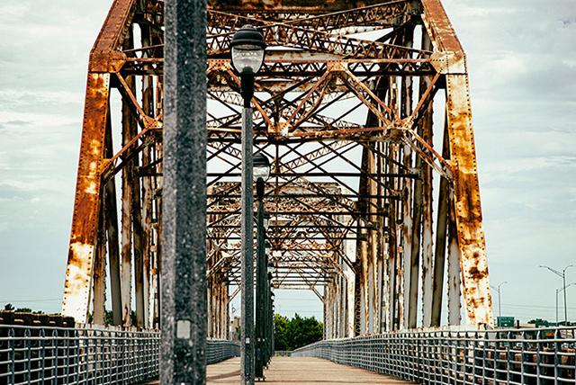 Bridge with rusted coatings.