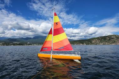 Raye, an autonomous sailboat, in open water