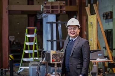 Dr. Tony Yang in the UBC Civil and Mechanical Engineering Structures Lab