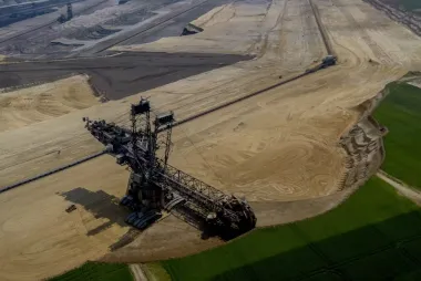 A bucket wheel excavator is pictured at the Garzweiler open-cast coal mine in Keyenberg, Germany