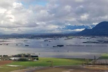 Aerial view of flooded region of B.C.