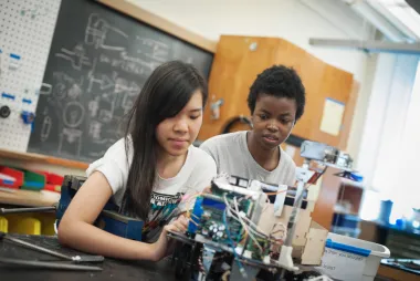Students working on a Physics project