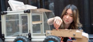 UBC Engineering student demonstrates a project at Design and Innovation day