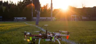 Drone on a turf
