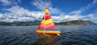 Raye, an autonomous sailboat, in open water