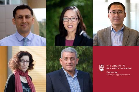 UBC Engineering professors Mohammad Arjmand, Amy Kim, Jian Liu, Julia Rubin, Tarek Sayed