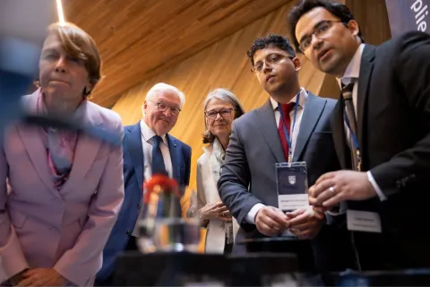 President viewing demo at UBC Applied Science research showcase