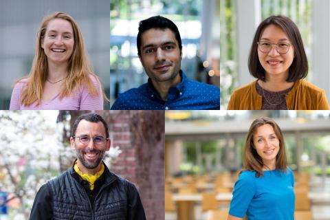 Clockwise from left: Dr. Anna Blakney, Dr. Ali G. Madiseh, Dr. Amanda Giang, Dr. Carolina Tropini and Dr. Will Hughes