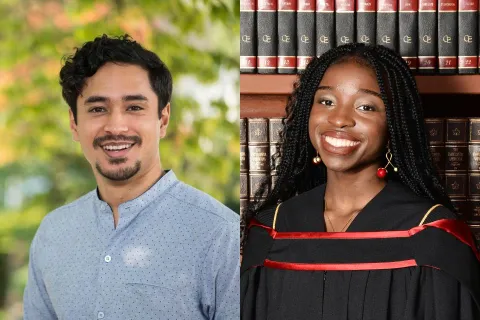 Headshots of Dr. Pranav Shrestha and Coralie Tcheune