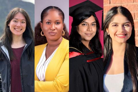 Headshots of Jessica Wolf, Victoria Ibrahim, Shaden Bhuiyan and Megha Desai (Left to right).