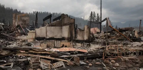 The remains of a hotel in Jasper, Alta