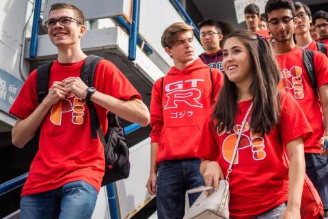 Students in Red at Engineering Welcome