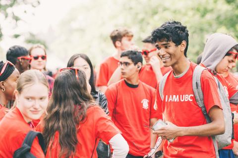 Students smiling and interacting