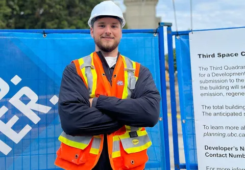 Peter smiling on the day of work