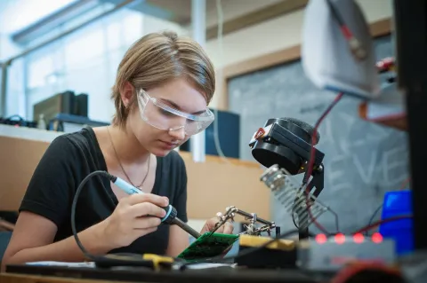 Student working on a project
