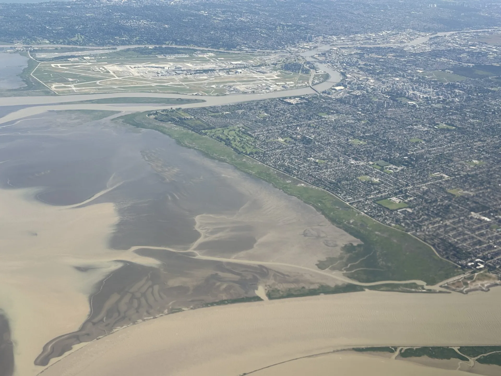 An aerial view of Sturgeon Banks and the Fraser River Estuary